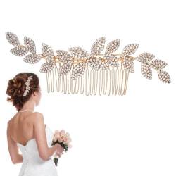 Hochzeits-Haarkamm | Strass-Blätter-Haarteil, elegantes Hochzeitshaarteil für Bräute, Kopfschmuck für Damen und Mädchen von NEECS