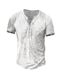 NEMXCE Hemd Herren Kurzarm Henley Shirt Vintage Freizeithemd T Shirt V Ausschnitt Slim Fit T-Shirt von NEMXCE