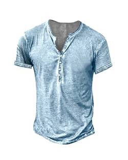 NEMXCE Hemd Herren Kurzarm Henley Shirt Vintage Freizeithemd T Shirt V Ausschnitt Slim Fit T-Shirt von NEMXCE