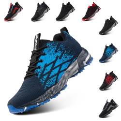 NEOKER Laufschuhe Herren Turnschuhe Damen Sportschuhe Leicht Straßenlaufschuhe Unisex Schnürung Atmungsaktiv rutschfeste ALI-1Blau EU47 von NEOKER