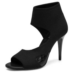 NEWBELLA Mousse Fit Elegante Damen-Pumps, Stiletto-Absatz, runde Zehenpartie, Kleid, High Heels, Pumps für die Arbeit, Schwarz, 38.5 EU von NEWBELLA