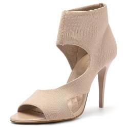 NEWBELLA Mousse Fit Elegante Damen-Pumps, Stiletto-Absatz, runde Zehenpartie, Kleid, High Heels, Pumps für die Arbeit, aprikose, 40.5 EU von NEWBELLA