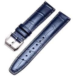 NFRFK Beobachten Sie Armband für IWC Pilot Watches Portofino Portugieser Männer Strap Watch Accessorie Real Leder Uhren Band Uhrengürtelkette(Blue-Silver Clasp1,22mm) von NFRFK