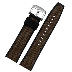 NFRFK Echtes Leder mit Silikonboden -Uhrband für SRPD76K1 SRPE80K1 SRPE79K1 Armband Sports wasserdichtes Riemen 22mm schwarzbraun(Nylon khaki silver) von NFRFK