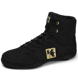 NGARY Boxschuhe Herren Wrestling Schuhe Squat Schuhe atmungsaktive Bodybuilding Für Männer,Frauen,Jugend,Sanda,Taekwondo,Schwarz,46 EU von NGARY