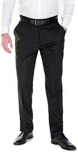 NGB Herren Anzughose Hose mit Bügelfalte - Regular Fit untersetzte Größe - Schwarz 26 von NGB