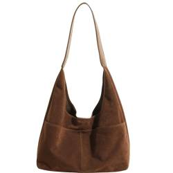 NHJGYSDY 2 Stück Damen-Slouchy-Hobo-Tasche aus Wildleder mit Umhängetasche mit mehreren Taschen, Magnetverschluss, Griff oben, Handtasche, Retro-Handtasche for Reisen, Arbeit von NHJGYSDY