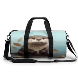 NHYDSPQ Zylindrischer Turnbeutel, niedlicher Otter-Sportbeutel, Workout-Tasche, Reise-Wochenendtasche, Reisetasche für Männer und Frauen, 45 cm/22,9 cm/22,9 cm/22,9 cm, Stil, Stil, 45 cm/22,9 cm/22,9 von NHYDSPQ