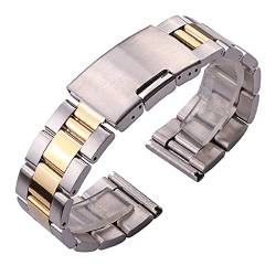 NIBOTT 18 20 22 24 mm Uhrenarmband aus massivem Edelstahl, Armband, Silber, Gold, Schwarz, gerades Ende, Uhrenarmbänder, Uhrenzubehör(Middle Gold,22mm) von NIBOTT