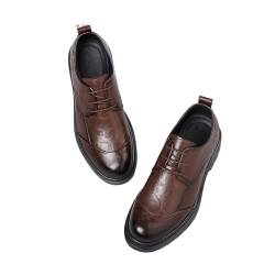 NIBOTT Lederschuhe for Junge Männer, Business-Casual-Herren-Schnürschuhe Oxfords(Dark Brown,40 EU) von NIBOTT