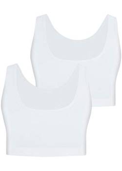 NICOLETTA 2er Pack Damen Sport BH Bustier Baumwolle Yoga - 40-42 Weiss - Modell 1 von NICOLETTA