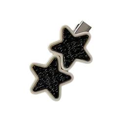 NIHENHAO Star Hairpin Barrettes Metal Side Clip Five-pointed Star Hair Clip Headwear Black Duckbill Clip Hair Accessory von NIHENHAO