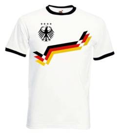 Herren T-Shirt Deutschland Retro Trikot Fußball - Weiß M von NIMAMA