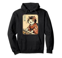 Japanische Samurai-Katze spielt das Keyboard Pullover Hoodie von NINJA KITTEN WARRIORS