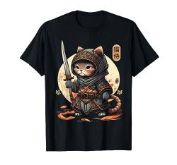 Japanisches Samurai-Katzen-Tattoo, Kawaii-Ninja-Katze T-Shirt von NINJA KITTEN WARRIORS