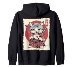 Kawaii Samurai Katze trinkt Kaffee, Ninja Katze für Katzenliebhaber Kapuzenjacke von NINJA KITTEN WARRIORS