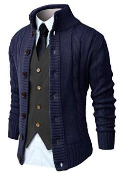 NITAGUT Strickjacken für Herren schlank Winter lässige Cardigans Herren Strickpullover Langarm warm,Navy Blau,Mittel von NITAGUT