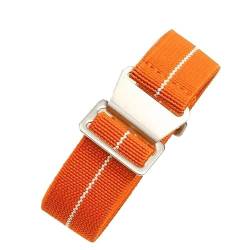 NIUSABOU Verstellbare, atmungsaktive Uhrenarmbänder aus gew Nylon Elastisches Uhrenarmband 18mm 20mm 22mm Herren Damen Armband Universal Canvas Uhrenarmband Zubehör(Orangewhite,18mm) von NIUSABOU