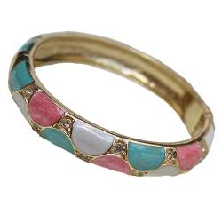 NIXUUANGCHISA Braccialetto Cloisonne Vintage Emaille Cloisonné Halbkreis Bunte Armreifen for Frauen Mädchen Traditionelle Handarbeit Strass Armreifen Armbänder Vergoldung Magnet Schnalle(Roze) von NIXUUANGCHISA