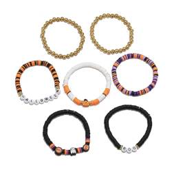 NKFOOPDU Halloween-Charm-Armband-Set, Halloween-Kürbis-Anhänger, Perlenarmband, einzigartiger Schmuck, Damen-Handkette, Halloween-Armband-Set, Schmuck von NKFOOPDU