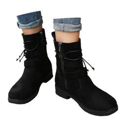 Stiefeletten Damen mit Absatz, Klassische Ankle Boots Warme Chelsea Boots Original Gummistiefel Winterstiefel Damenstiefel Reitstiefel Cowboystiefel Halbstiefel Kurzstiefel Gartenschuhe Damenschuhe von NKPUYT