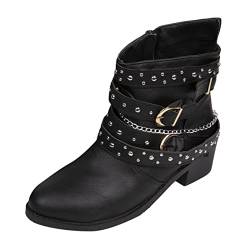 Stiefeletten Damen mit Absatz: Retro Chelsea Boots Ankle Boots Freizeit Cowboystiefel Klassische Gummistiefel Winterstiefel Damenstiefel Reitstiefel Kurzstiefel Halbstiefel Gartenschuhe Damenschuhe von NKPUYT