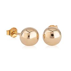 NKlaus Paar 8mm Kugel Ohrstecker Vergoldet Ohrschmuck Ohrringe Kugelstecker Gold Kugelohrringe Damen Glänzend 5054 von NKlaus