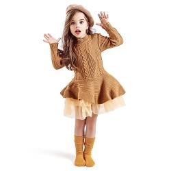 NNJXD Kleine Mädchen Multi Layer Ruffle Sweater Casual Dress Größe(100) 2-3 Jahre 668 Gelb-A von NNJXD