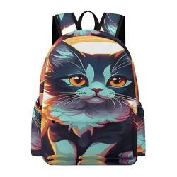 Niedlicher Katzenss-Mädchen-Rucksack,Kinder-Schulranzen, Kindergarten-Rucksack,Outdoor-Reiserucksack für Kinder (11) von NNSECS