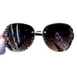 NOGRAX Sonnenbrille Mit Strasssteinen Damen Randlosen Strass -Sonnenbrillen Frauen Bling Sonnenbrillen Für Frauen Uv400-Grau von NOGRAX