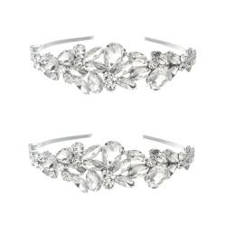 NOLITOY 2St frauen stirnband Haarschmuck aus Strass Hochzeit Haarband Haarschmuck für Frauen Strass-Stirnband damenschmuck wedding Tiara Hochzeit Stirnband Hochzeit Haarreifen Weiß von NOLITOY