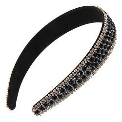 NOLITOY 2st Juwelenbesetzte Stirnbänder Für Damen Spitzenstirnbänder Für Frauen Glitzerstirnbänder Für Damen Elegante Stirnbänder Für Frauen Bling Stirnbänder Für Frauen Strasssteine Black von NOLITOY