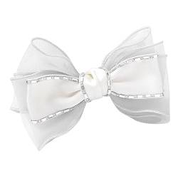 NOLITOY Stoff Schmetterling Haarspange ribbon ripsband haarschmucken partytisch haar klemmen Haarklammer koreanische haarspangen Haarspange für Mädchen Haarspangen aus Stoff Strass Weiß von NOLITOY