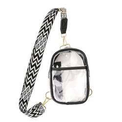 NONGYU Transparente Schultertasche, Bauchtasche, Stadiongenehmigung, Umhängetasche, Brusttasche, Geldbörse, Rucksäcke, Geldbörse für Veranstaltungen, Konzerte, Schwarz , 21*15.5*5.5cm von NONGYU