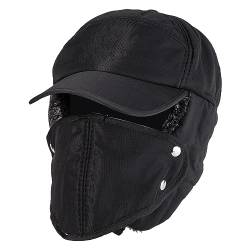 NONMON Unsex Winter Fliegermütze, Herren Trappermütze Winddicht Warm Wintermütze mit Ohrenklappen Masken Männer Baseball Cap Schirmmütze Pilotenmütze für Snowboarden Skaten Radfahren von NONMON