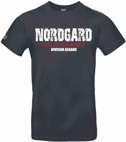 NORDGARD T Shirt ASGARD Wikinger Valhalla-Geri Freki nordisch Wolf Krieger Runen Valhalla Odin Thor Wotan Vegvisir Northman (DE/NL/SE/PL, Alphanumerisch, 4XL, Regular, Regular, marine) von NORDGARD