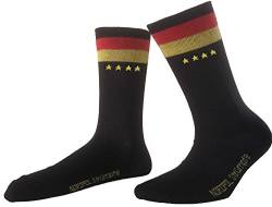 Weltmeistersocken, 1 Paar NORDPOL Socken, aus Baumwolle, Deutschlandfahne im Bündchen und 4 Sterne, Made in Germany, Gr. 35-38, schwarz von NORDPOL-Strümpfe