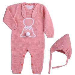 NORTH EDGE Neugeborenes Baby, gestrickter Baumwoll-Strampler-Overall, Outfits, Bodysuit mit Hut-Set von NORTH EDGE