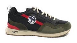 Scarpe North Sails sneaker Horizon Jet 009 suede/ tessuto black/ military green/ red U25NS02 43 von NORTH SAILS