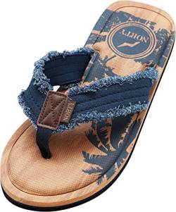 NORTY Zehentrenner für Herren – Schuhe für den Sommer – bequeme Sandalen – Herren-Flip-Flops, Indigo Leinwand, 42 EU von NORTY