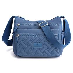 NOTAG Nylon Umhängetasche Damen, Wasserdicht Casual Schultertasche Mehrere Taschen Messenger-Tasche (Blau) von NOTAG