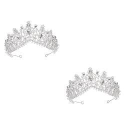 Diademe for Mädchen, 2 Stück Crystal Queen Barockkönigin Braut-Tiara Strass Prinzessin Kristall Stirnband Tiara Strass Hochzeit Strass Tiara Damen Stirnbänder Braut Krone Legierung Kleidung Miss von NOURIS