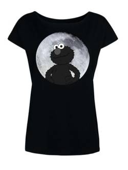 Sesamstrasse Elmo Moonnight Damen Loose-Shirt schwarz, Größe:M von NP Nastrovje Potsdam