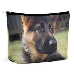 NQLYUT Make-up-Tasche, tragbare Kosmetiktasche, deutscher Schäferhund, Welpe, Kulturbeutel, Make-up-Organizer, große Kapazität, Reißverschluss-Tasche, Reise-Kulturbeutel für Damen und Herren, von NQLYUT