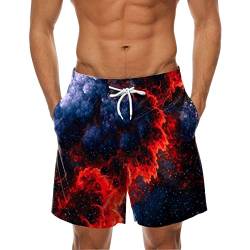 Badehose Herren Olivgrün Mens Frühling Sommer Lässige Shorts Hosen Bedruckte Sport Strandhose mit Taschen Schnorchel Shirt Herren (Black, XL) von NQyIOS