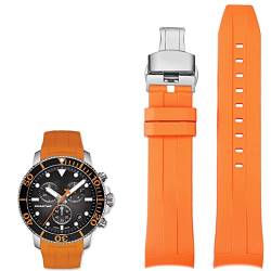 NRYCR 22mm Silikon Uhrenarmbänder Für Tissot T120417 T120407 Quarz Zifferblatt Gummi Sport Männer Armband Armband Wasserdicht(Orange silver) von NRYCR