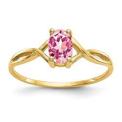 NTALJC Solitär-Verlobungsring aus 14-karätigem Gelbgold mit rosa Turmalin, Größe 7 (0,26 ct) für Damen von NTALJC