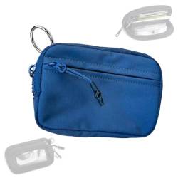 NTDMSFWM Damen-Geldbörse mit Schlüsselanhänger, Kartenetui aus Nylon mit Reißverschluss und transparentem Ausweisfenster, multifunktionale, modische Armbandtasche mit Reißverschluss(Dark Blue) von NTDMSFWM