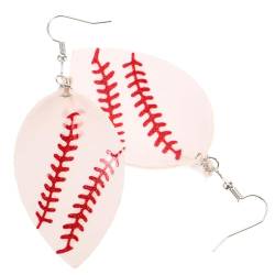 NULYLU 1 Paar Baseball-ohrringe Baseball-dekor Hängender Sportschmuck Hängende Sportohrringe Ohrschmuck Sport-ohrring Sportanhänger Für Mädchen Damen Ohrringe Ohr Baumeln Kunstleder Weiß von NULYLU