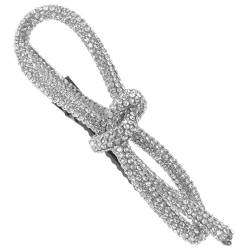 NULYLU Schleife Haarnadel seidenband ribbon haarstecker haar klammer hair topper haarpin Schleife Haarschmuck Haarspange für Frauen Haarspange mit Schleife und Strasssteinen Metall Silver von NULYLU